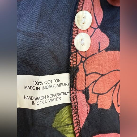 At Last… Annabel Cotton Kaftan Tunic Dress In Black Floral Size UK 8 US 4 - Picture 11 of 11